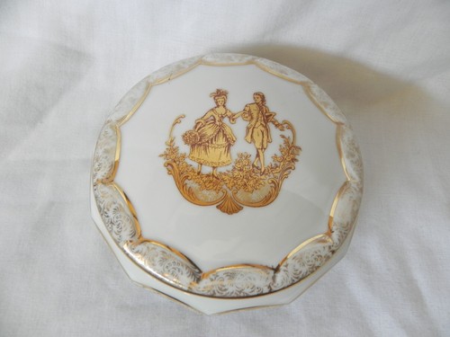 B&C Limoges Frankreich WERFPAAR Schmuck Schmuck Schmuckkästchen Porzellan Weißgold - Bild 5 von 9