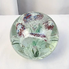 VTG Art Glass Dome Ball Paperweight Controlled Bubbles Unsigned Estate Sale Find