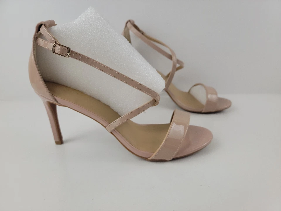 Sandalias Thalia Sodi para mujer 9,5 M punta abierta con tiras zapatos de noche desnudos Foto 4 de 4