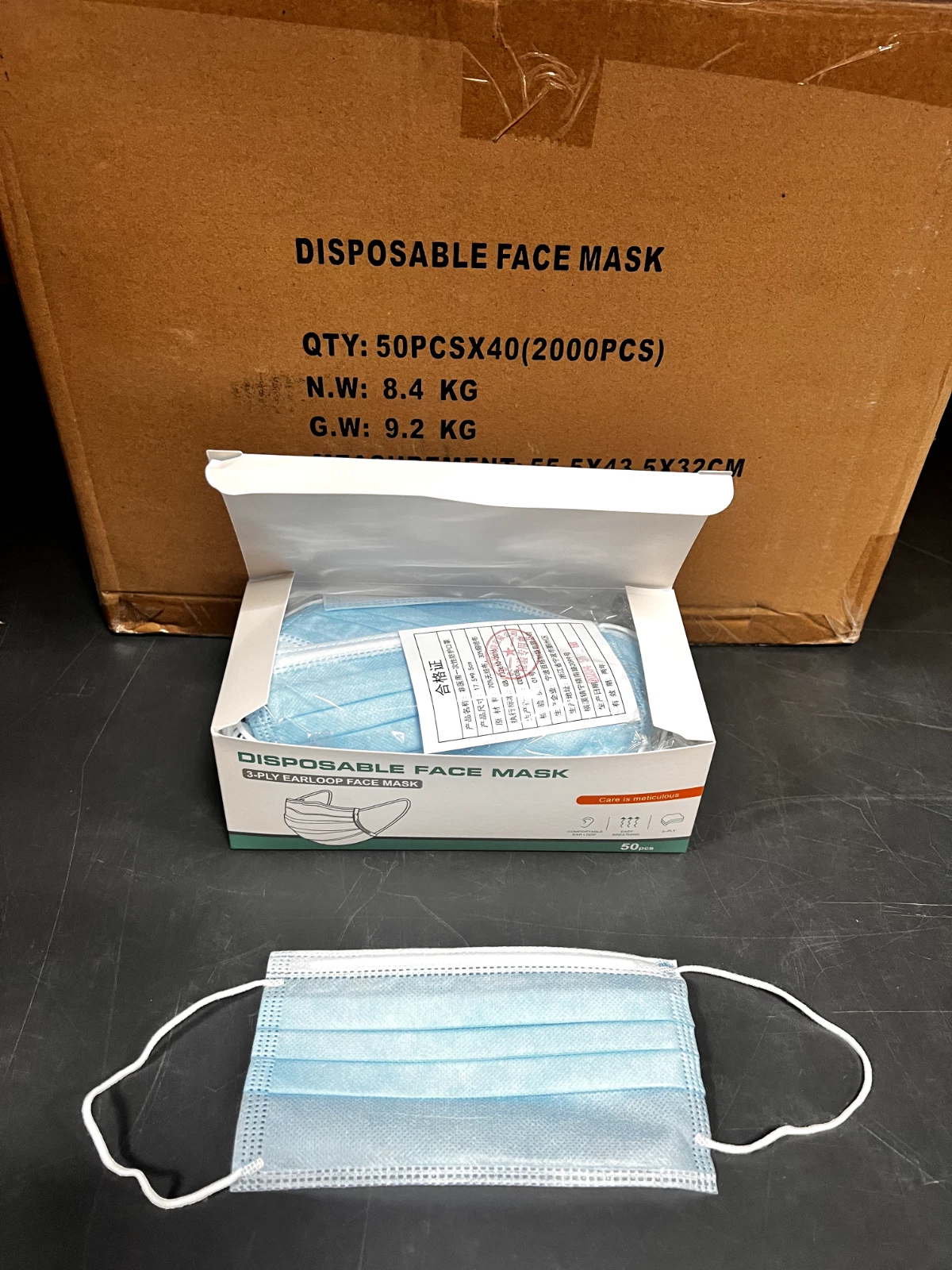 JOB LOT X 2000 BLUE DISPOSABLE 3-PLY EARLOOP FACE MASKS UK SELLER