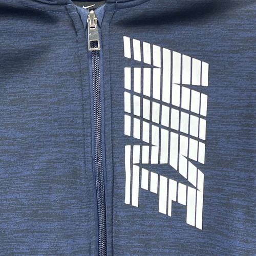 Nike Dri Fit Jacket Youth Boys 7 Large Blue Hoodie Full Zip Sweatshirt Pockets - Picture 5 of 11