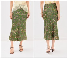 NEW VERONICA BEARD Clover Skirt LEMONGRASS MULTI 46810