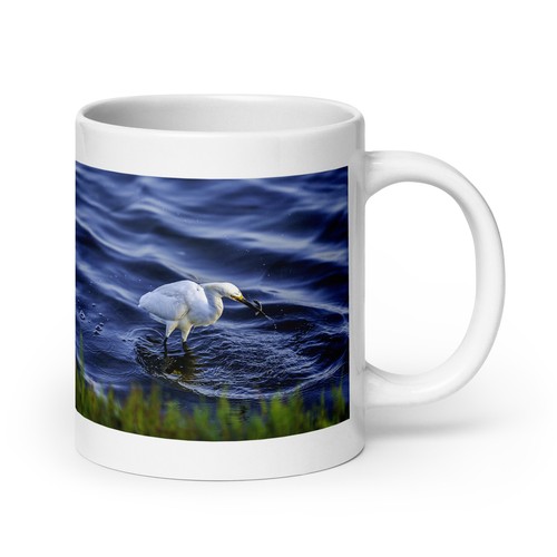 Kaffeebecher mit Foto Schneereiher | weiß glänzend Tasse - Bild 8 von 10