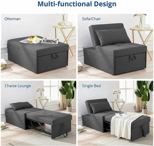 4-IN-1 Convertible Sofa Bed Folding Sleeper Chair Leisure Recliner Lounge Couch - Picture 32 of 33
