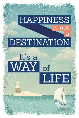 Vintage Shabby Holzschild Happiness is not a Destination Way of Life Geschenk