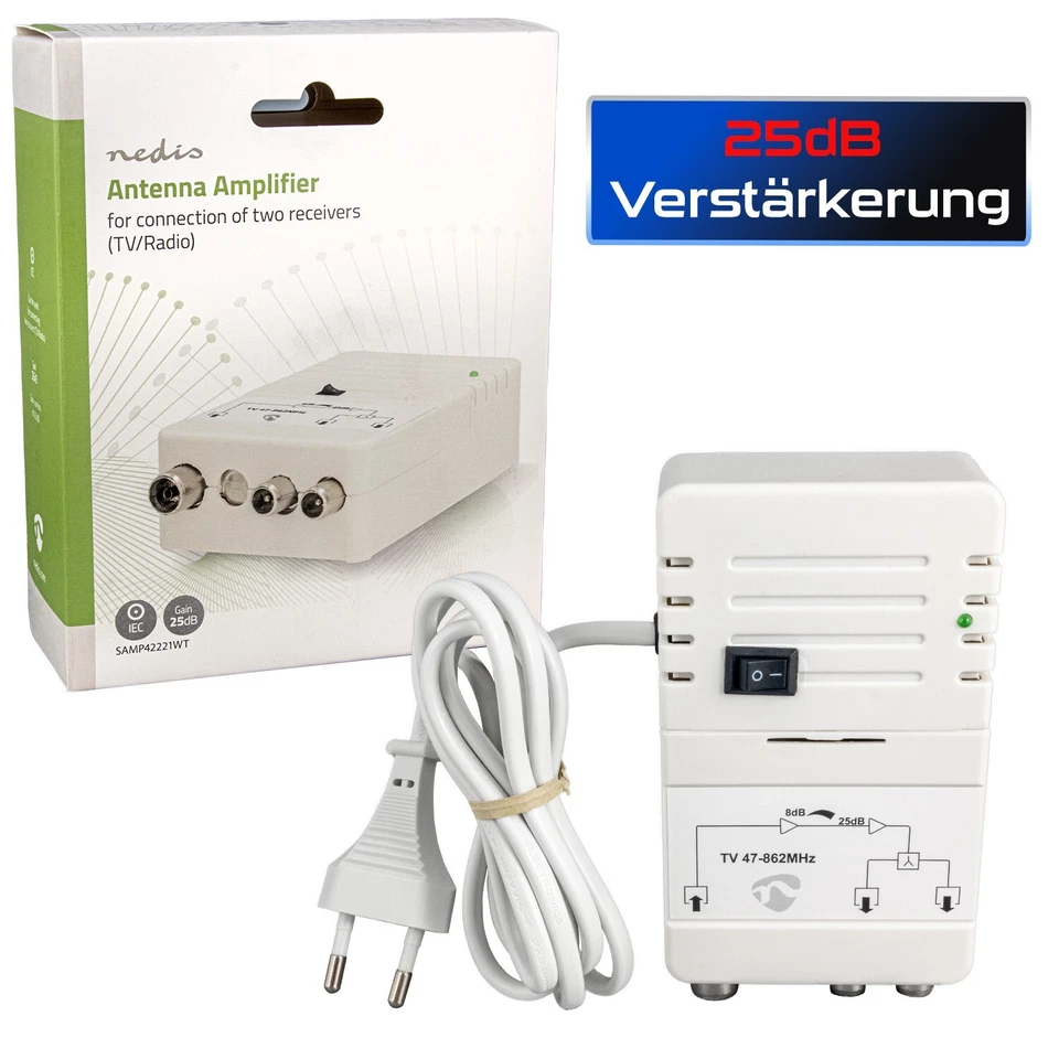 Antennenverstärker Kabelfernsehen Signalverstärker Kabel TV 2-fach Verstärker 25 - Bild 3 von 4