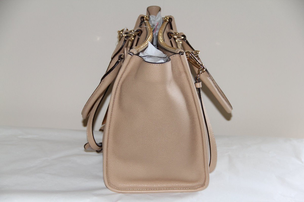 NWT COACH 33995 CROSBY CARRYALL IN CROSSGRAIN LEATHER nude satchel