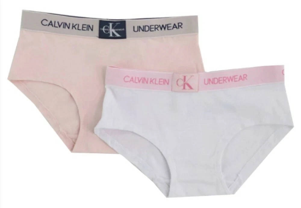 Calvin Klein Girls 237544 Monogram 2-Pack Hipster Panties Underwear Size L  10-12