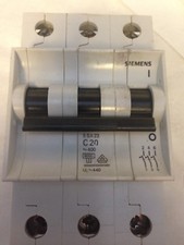 Siemens 5SX23 C20 Circuit Breaker 20 Amp, 3 Pole, 480 Volt 