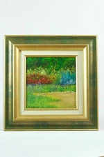 Beautiful Painting Modern Landscape View Jardin Spring Signed Besse Hst Frame