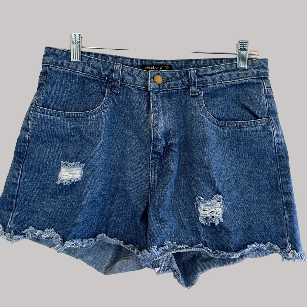 Dressberry Distressed Women's Denim Shorts Frayed Hem Pockets