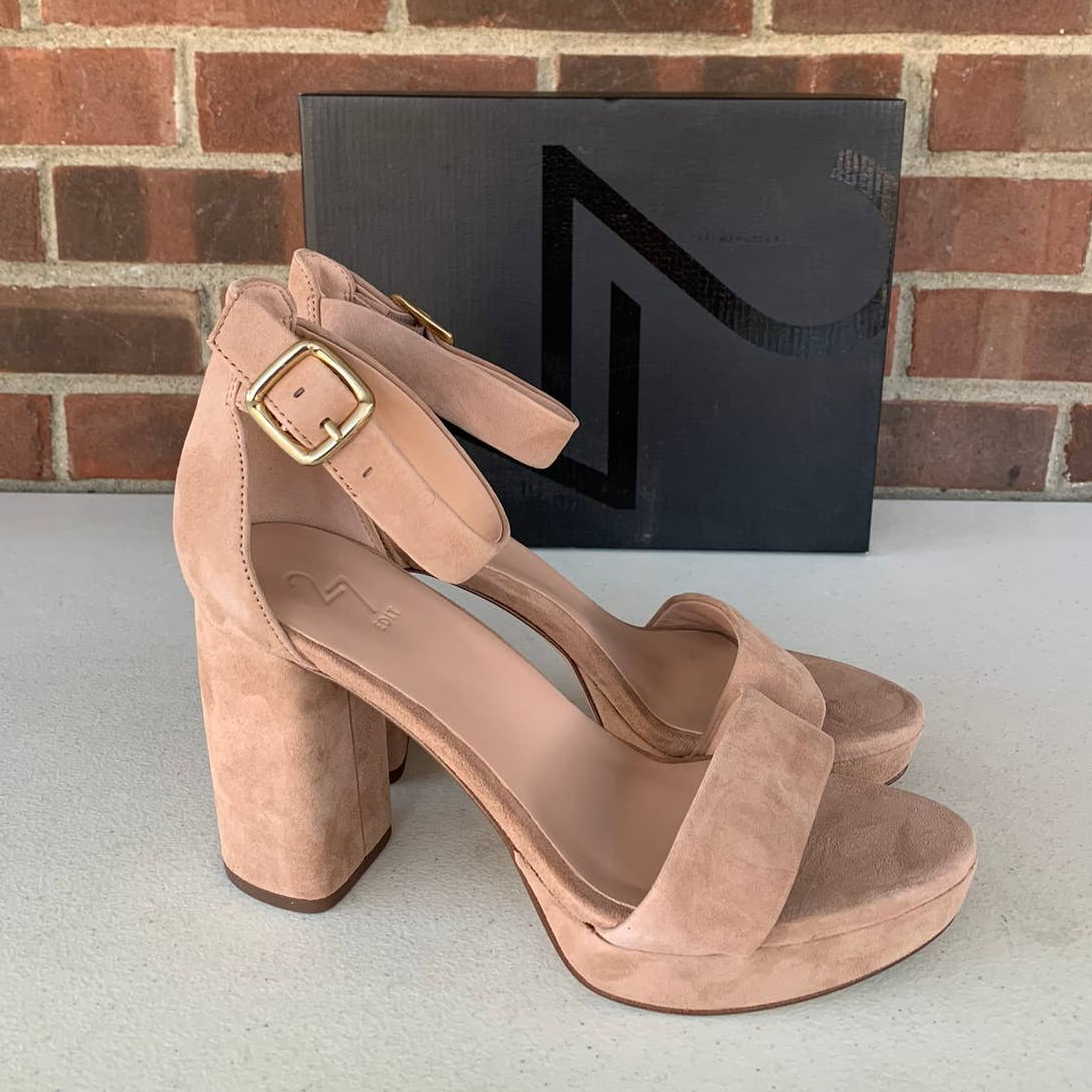 27 Edit Briar Taupe Suede Ankle Strap Platform Heeled Sandals