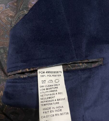 LAUREN RALPH LAUREN Herren Marineblau Klassische Passform Samt Sport Mantel Jacke 42R - Bild 7 von 9
