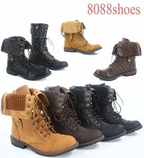 Combat Mid-Calf Foldable Zipper Boots Womens' Shoes Size 5.5 - 11 NEW