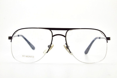 Vintage Brille POLAROID ST MORTIZ 53 schwarz Pilotenfassung 1980s Unisex