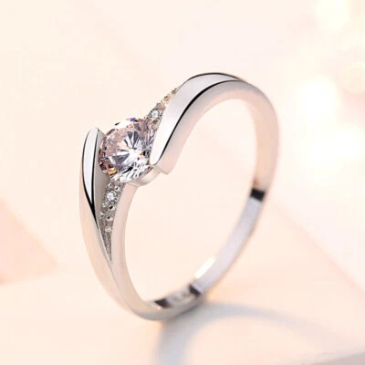 Eleganter Ring Verlobungsring Sterling Silber 925  Zirkonia Damen - Bild 1 von 4