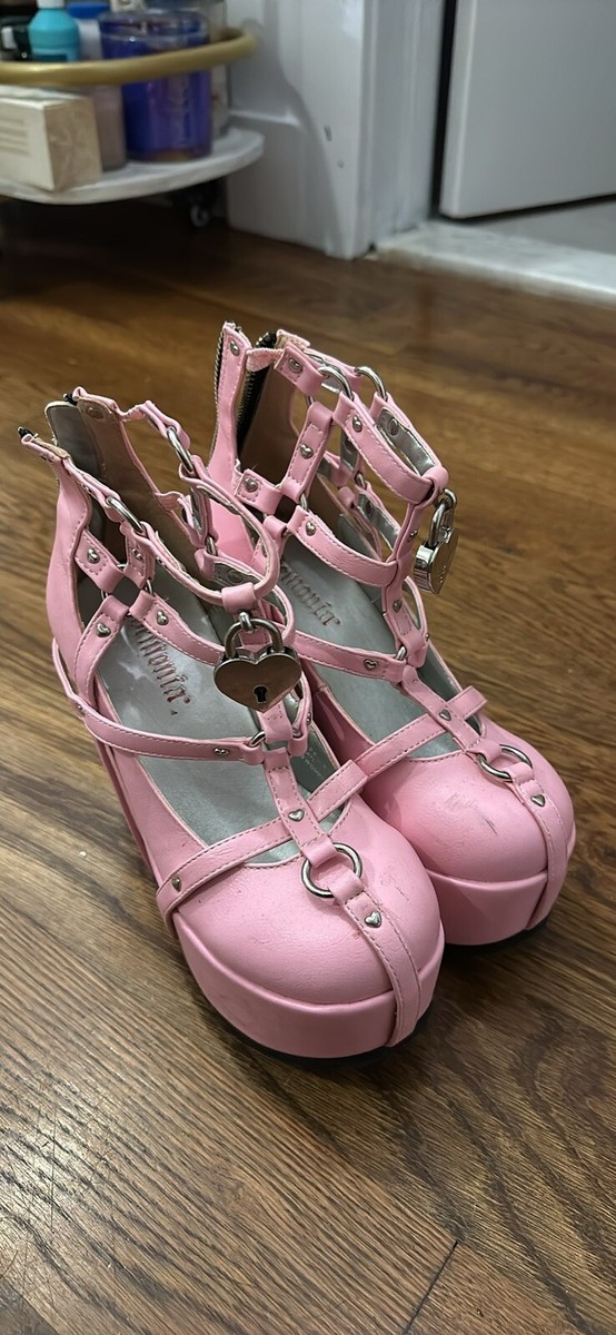Demonia “Poison-25-2” Boots Pink Vegan Leather Women's Size
