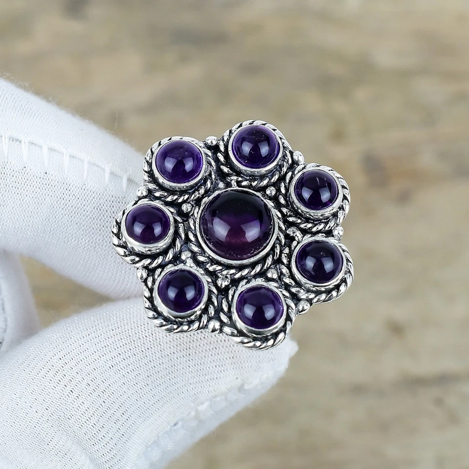 Anello Elegante In Ametista Con Gemma In Argento Sterling 925 Per Donna - Immagine 2 di 4