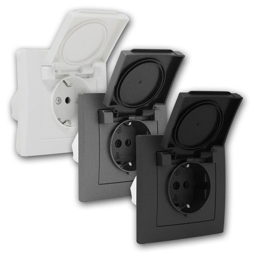 UP Contatto di Protezione Prese IP44 con Coperchio Telaio Incasso Barattolo per Umidi - Foto 3 di 9