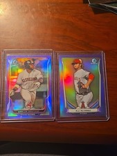 2014 Bowman Chrome - Carlos Santana #223 , AJ Alvarez #Bcp21 Purple /150