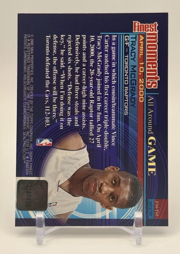2000-01 Topps Finest Tracy McGrady Finest Moments переливающаяся карточка с автографом FM-TM - Изображение 2 из 2