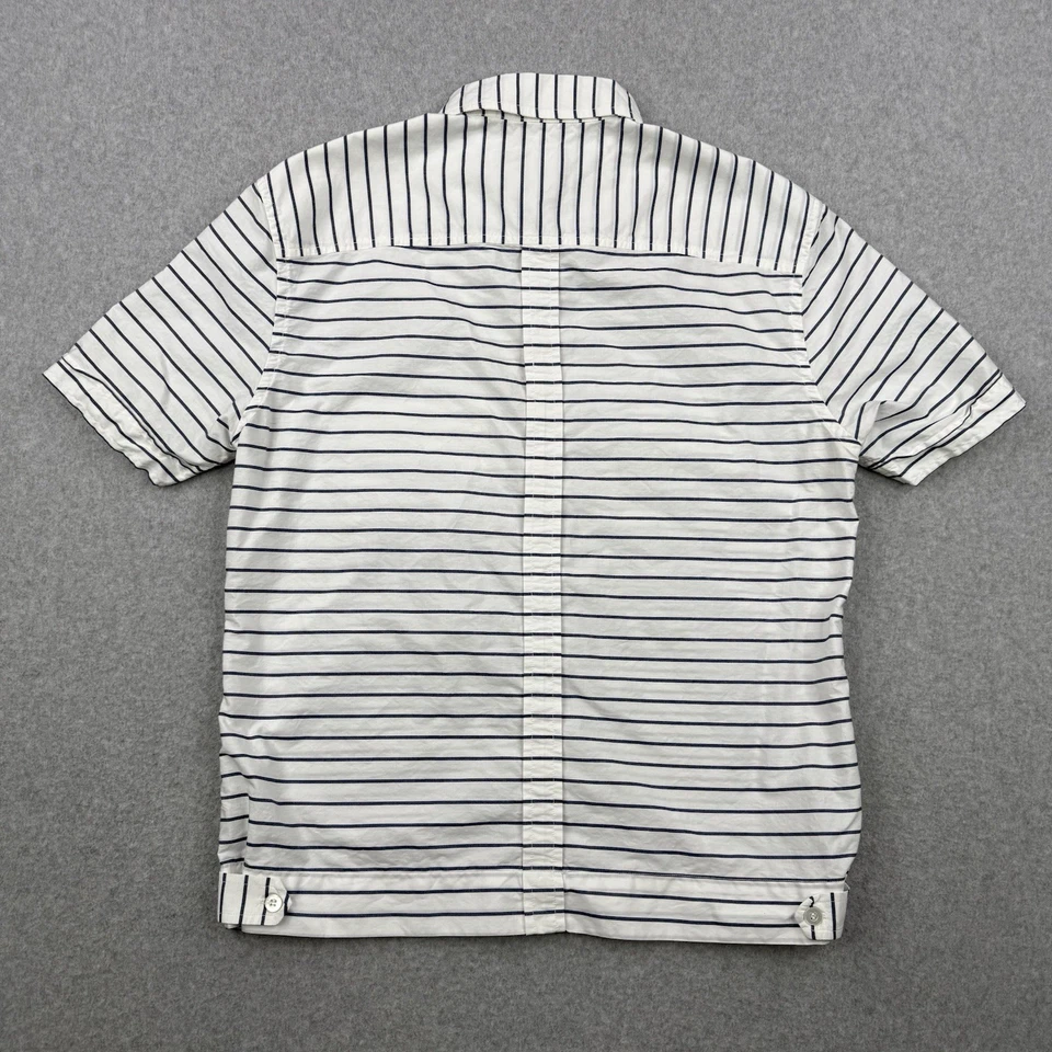 Camisa Band Of Outsiders Para Hombre Grande (Se Ajusta a Mediana) Blanca Rayas Abotonada Algodón Foto 4 de 4