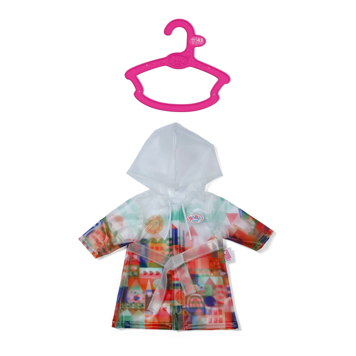 BABY born City-Style Raincoat with Colorful Print and Hood for 43cm Dolls
