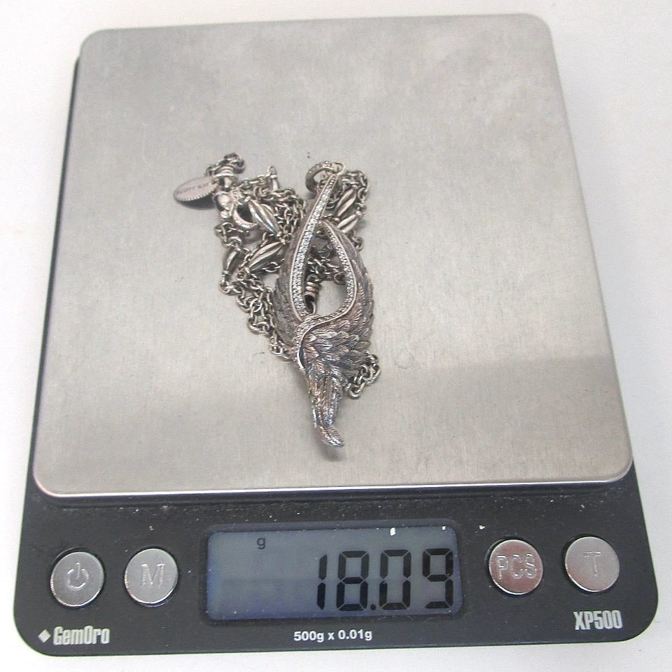 RARE Scott Kay Sterling Silver Feather/Bird Pendant w/ Fancy Link Chain - Image 4 of 4