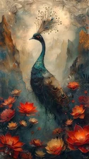 Animals Birds Peacock Abstract Painting Home Decor Wall Art Prints On Canvas 351