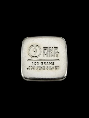 9-Fine Mint Silver Hand Pour Bar - 100 Grams .999 Fine