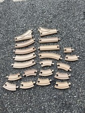 Lot Of 21 Wooden Train Tracks Brio Thomas Compatible Curves