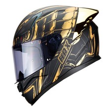 HAX Full Face Motorcycle Helmet Matte Black Gold Medium DOT