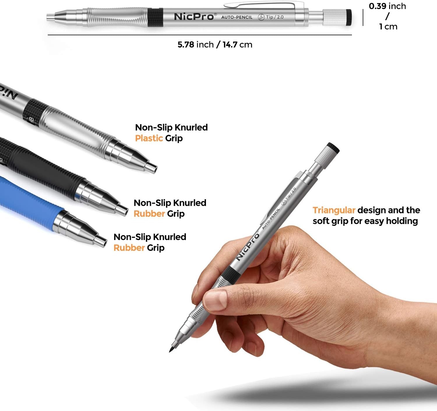 Nicpro 11 Pieces 2mm Mechanical Pencil Set, 3 PCS Carpenter Drafting Pencil