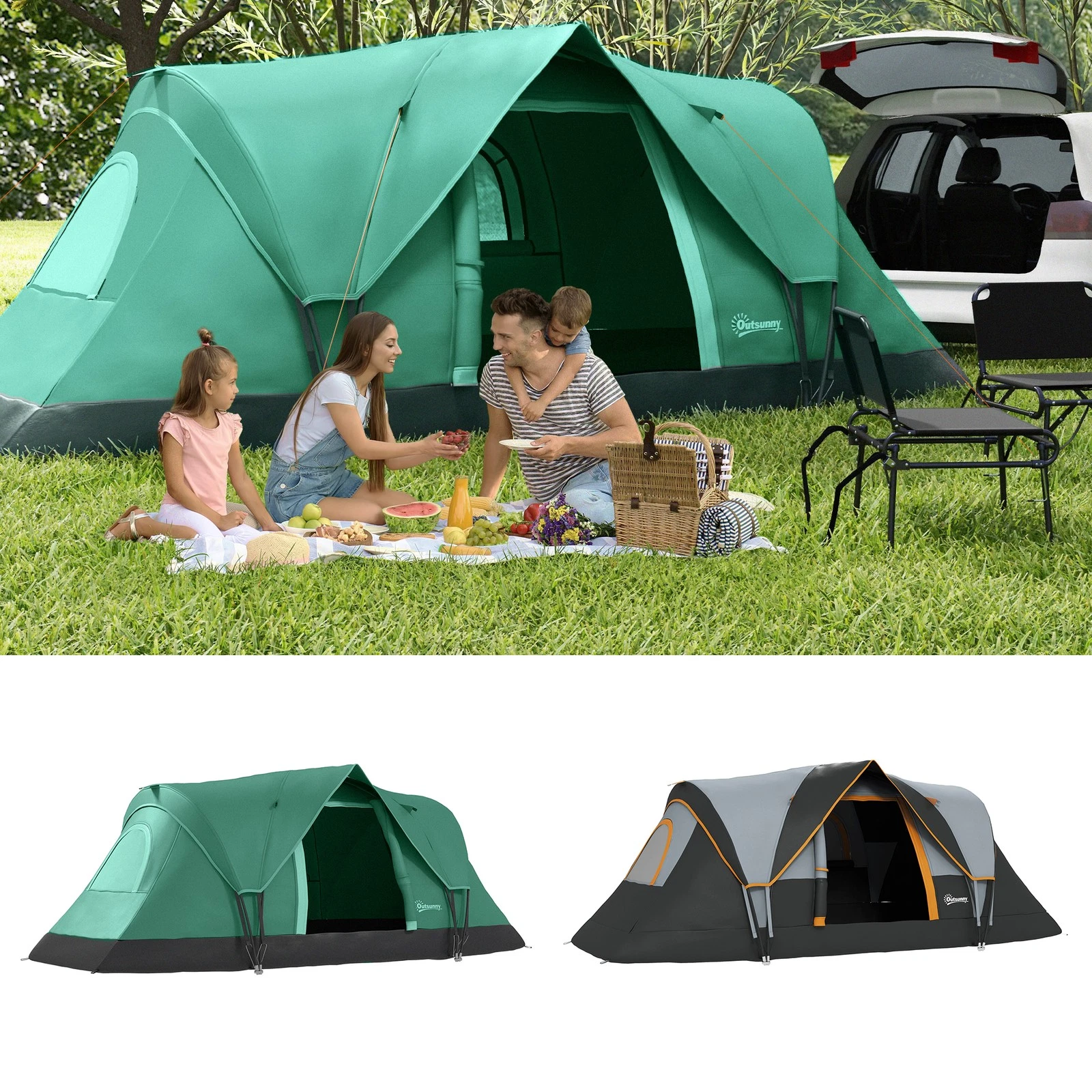 Outdoor Camping Tent For 5-6 Man with Fibreglass Poles Steel Frame Carry Bag