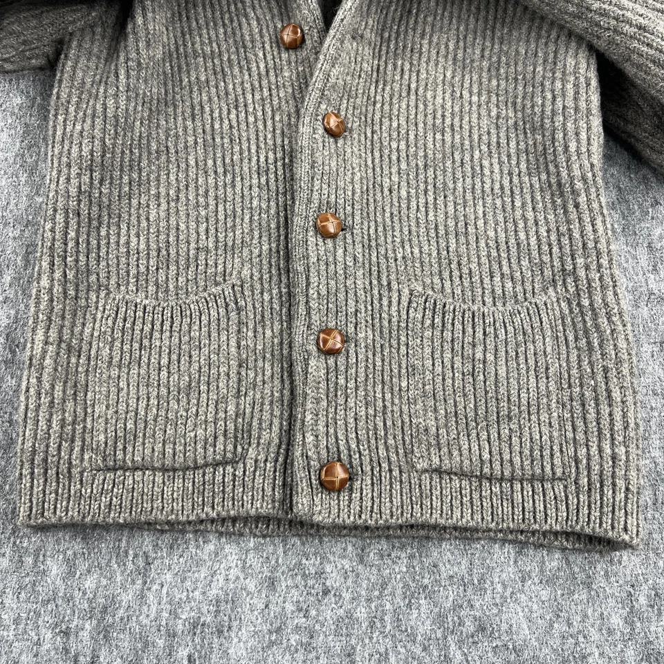 Vintage Pringle Of Scotland Sweater Mens Large Gray Shawl Cardigan Wool 80s - Image 3 of 4