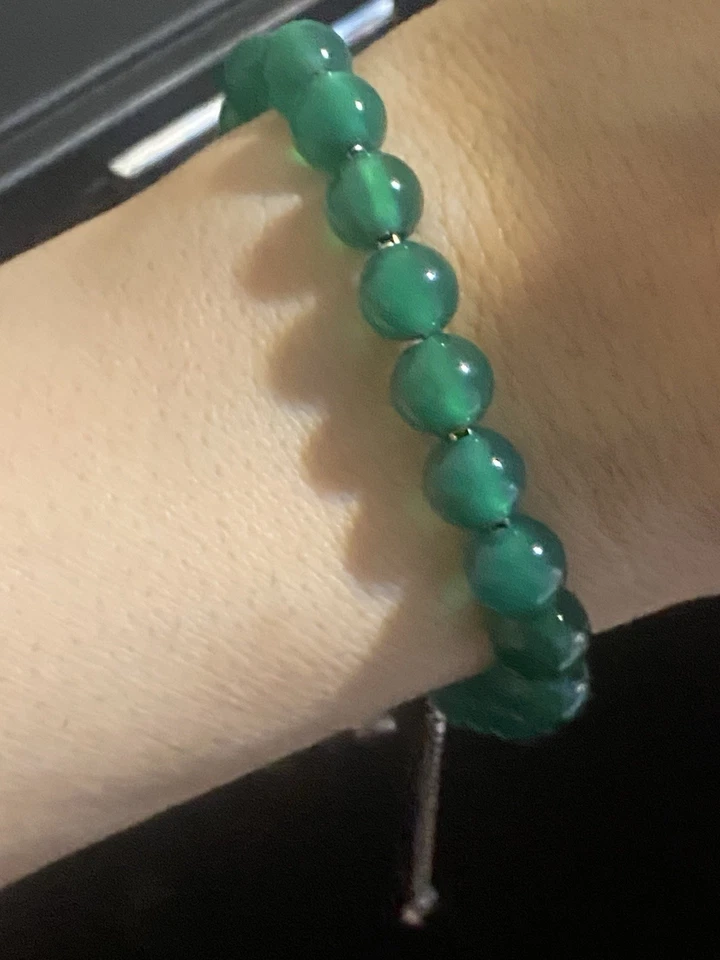 David Yurman  925 Sterling Silver GREEN Onyx Beaded  Bracelet - Изображение 4 из 4