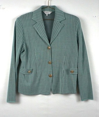 MISOOK GREEN STRIPED GOLD BUTTON JACKET SZ XL