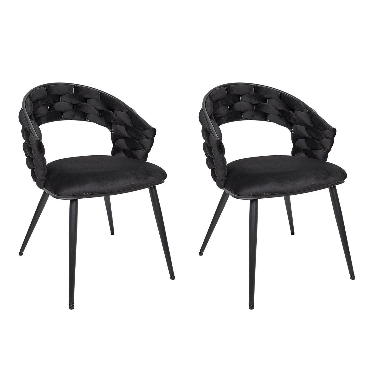 Chaises Salyer noir lot de 2 de 82cm avec dossier ergonomique en métal