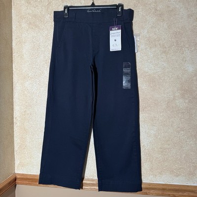 New Gloria Vanderbilt Navy Shape Effect High Rise Wide Leg Crop Pant size: 6