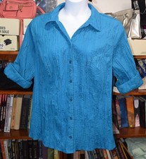 Christopher & Banks Blue Embroidered Button-U...