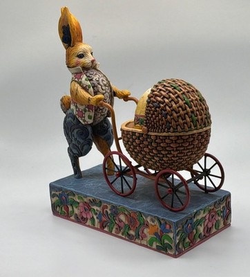 Jim Shore Heartwood Creek Easter Bunny Figurine ''Youre A Good Egg'' With Wicker C