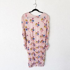 GANNI Pink Floral Ruched Mesh Mini Dress EU 48 2XL Plus Party Y2K