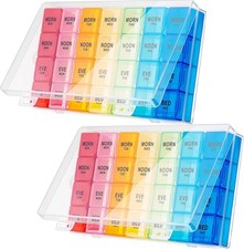 2 Pack XL Large Weekly Pill Organizer 4 Times a Day Monthly Pill Organizer Large