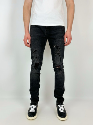 AllSaints Battle Cigarette Distressed Slim Jeans