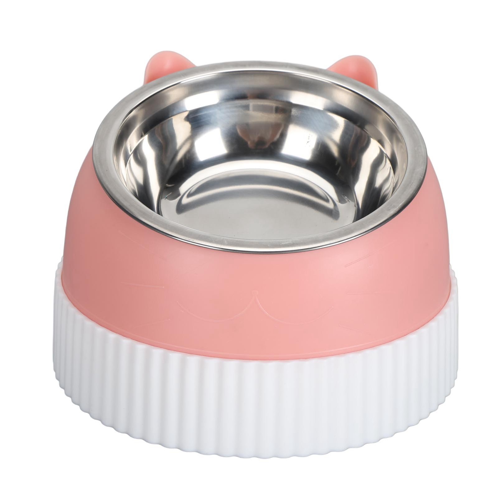 .Raised Cat Bowl 15° Tilted Anti Slip Plastic Slower Feeder Cat Food Dual Bowls