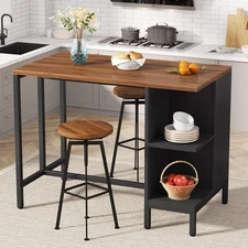 Industrial Kitchen Island Table with 5 Open Storage Shelves and Large Worktop