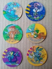 Looney Tunes Tazos &Super Tazos Pogs Sabritas 1994 Mexico 6 Lenticular pogs (2)