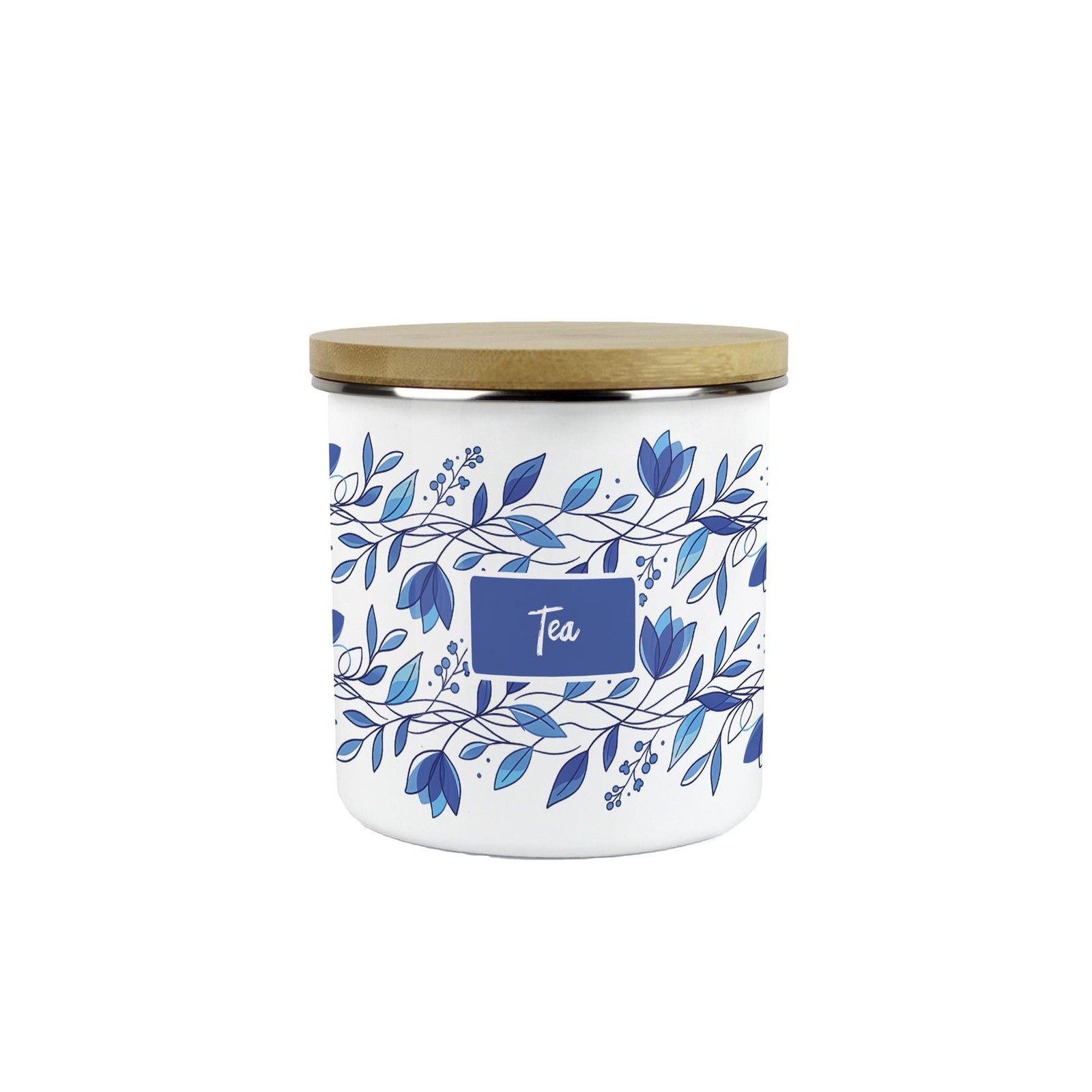 Blue Petals Tea Storage Canister - Floral 600ml Kitchen Container Gift