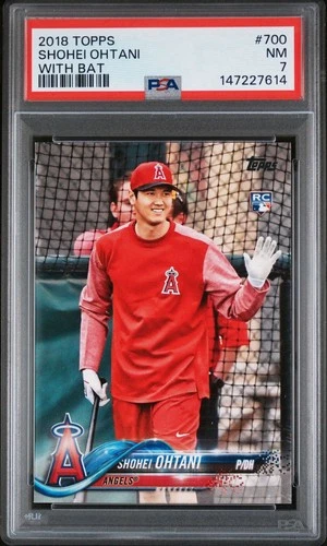 2018 Topps Shohei Ohtani Photo Variation SP With Bat #700 Rookie PSA 7