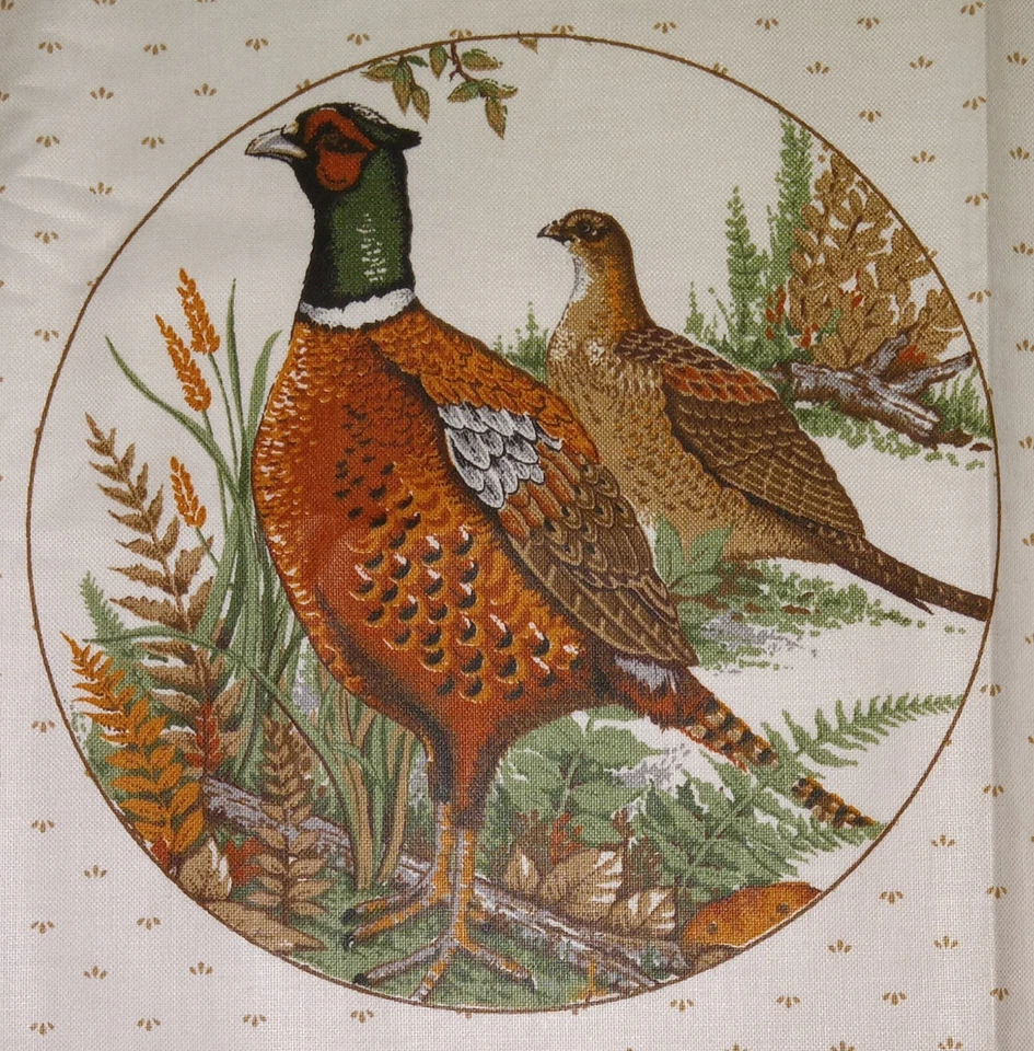 #2- Cranston~"Game Birds~Picture Patch Circles"~"Pheasants"~Cotton Fabric Panel - Image 2 of 2